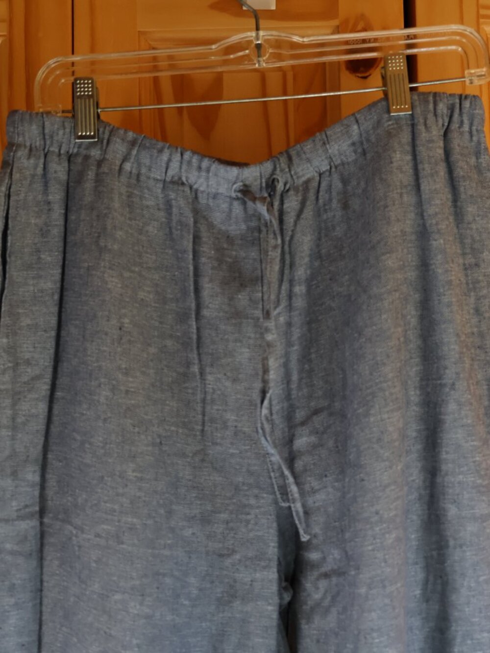 NWT Rachel Zoe Linen Blend Wide Leg Drawstring Pants Women's Large Blue - Picture 3 of 5
